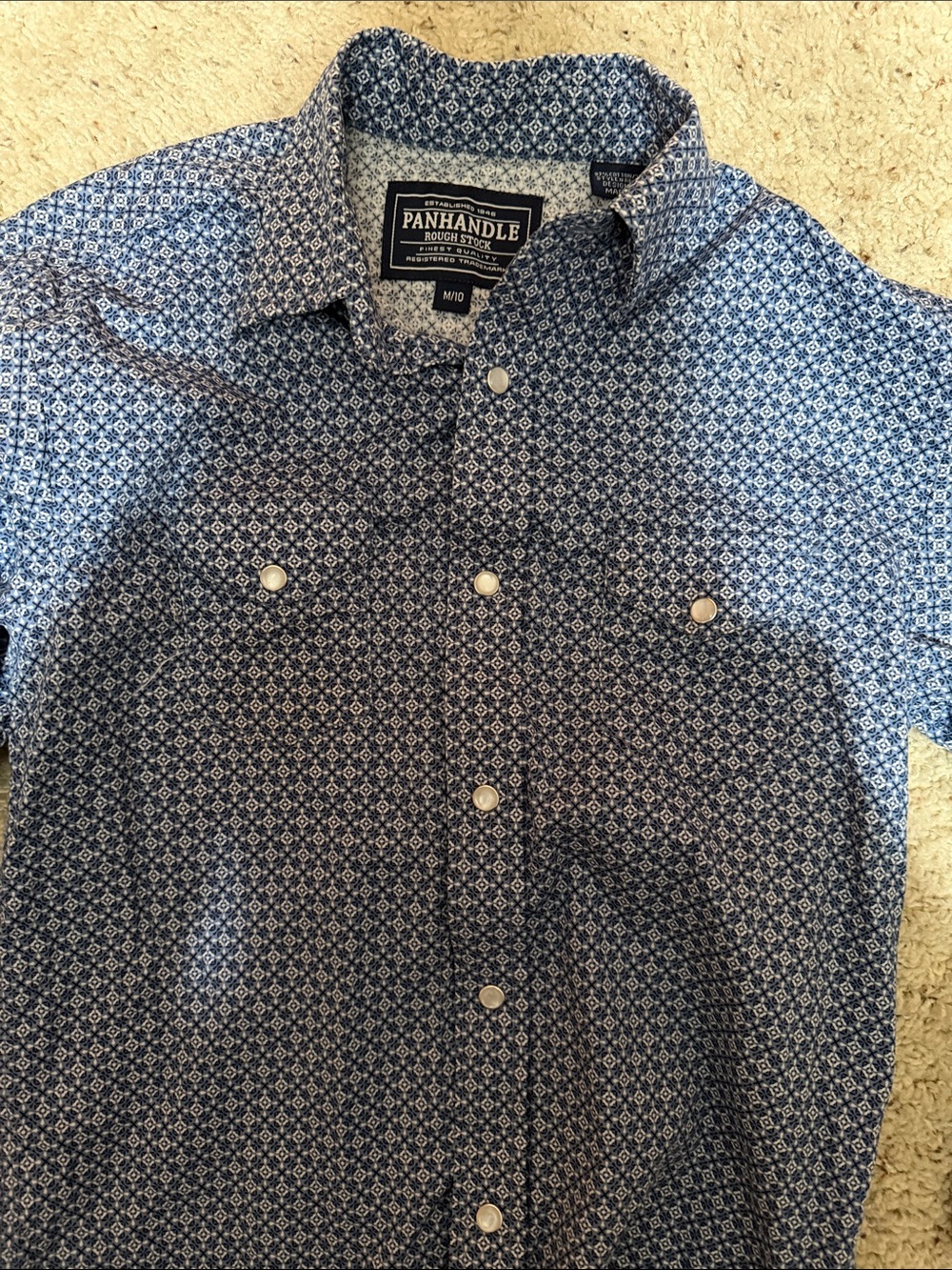 Panhandle Slim Navy Blue Printed Western Button-Up Shirt